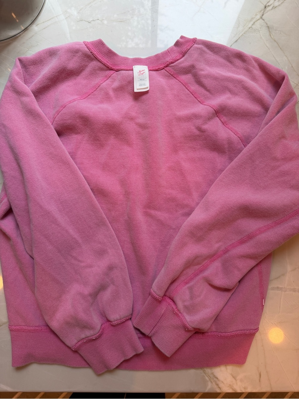 Marine Layer W's Cloud 9 Fleece Reversible Crewneck Sweater Fuscia Womens M - Picture 8 of 8